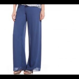 Alex Evenings Blue Wide-Leg Palazzo Pants